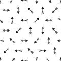 Vector seamless stylish pattern of arrows. Hand drawn background Royalty Free Stock Photo