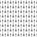 Vector seamless stylish pattern of arrows. Hand drawn background Royalty Free Stock Photo