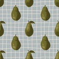 Vector seamless summer pattern with avocadoes on retro geometry background Royalty Free Stock Photo