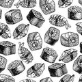 Vector seamless sushi pattern