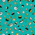 Vector seamless sushi pattern