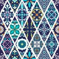 Vector seamless texture. Beautiful mega patchwork pattern for design and fashion with decorative elements