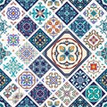 Vector seamless texture. Beautiful mega patchwork pattern for design and fashion with decorative elements in rhombus Royalty Free Stock Photo