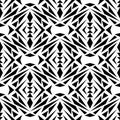 Vector seamless texture. Black and white tribal geometric pattern. Aztec ornamental style