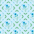 vector seamless texture with blue flower