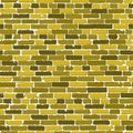 Vector seamless texture of gold realistic old brick wall with shadows Royalty Free Stock Photo