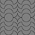 Vector abstract seamless pattern.Modern geometric background.Repeated monochrome pattern with concentric circles background orname