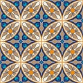 Vector seamless texture. Mosaic patchwork ornament. Portuguese azulejos decorative pattern