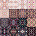 Vector seamless texture. Set of tribal colorful patterns for design. Electro boho color trend. Aztec ornamental style.