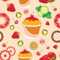 Vector seamless texture with sweet elements Royalty Free Stock Photo
