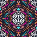 Vector seamless texture. Tribal geometric pattern. Electro boho color trend. Aztec ornamental style Royalty Free Stock Photo