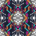 Vector seamless texture. Tribal geometric pattern. Electro boho color trend. Aztec ornamental style Royalty Free Stock Photo