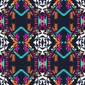 Vector seamless texture. Tribal geometric pattern. Electro boho color trend. Aztec ornamental style Royalty Free Stock Photo