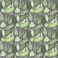 Vector Seamless Tough  Pattern with Owls and Floral Elements Royalty Free Stock Photo