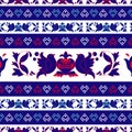 Vector Seamless Traditional European Folk Pattern with Old, Vintage Decorations