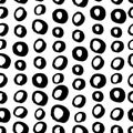 Vector seamless trendy modern brush circle pattern. Messy ink dr Royalty Free Stock Photo