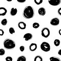 Vector seamless trendy modern brush spot and circle pattern. Mes Royalty Free Stock Photo