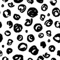 Vector seamless trendy modern brush spot pattern. Monochrome mes Royalty Free Stock Photo