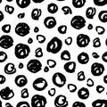 Vector seamless trendy modern brush spot pattern. Monochrome mes Royalty Free Stock Photo