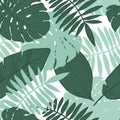 Vector seamless tropical leaves pattern.