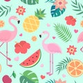Vector seamless tropical pattern. Royalty Free Stock Photo