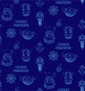 seamless underwater pattern with cute octopus, jellyfish, whale, squid, star, steering wheel, anchor