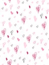 Vector seamless valentine`s day love pattern from doodle hand drawn hearts Royalty Free Stock Photo