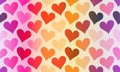 Vector seamless valentines pattern with rainbow hearts in doodle style