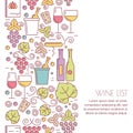Vector seamless vertical background with linear wine bottle