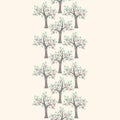 Vector seamless vertical border with apple trees