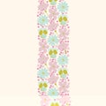 Vector seamless vertical border with pink and blue flowers.