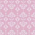 Vector seamless vintage pattern. White abstract elements isolated on pink Royalty Free Stock Photo