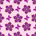 Vector seamless vintage rose and violet spring pattern