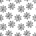 Vector seamless virus pattern. Cartoon black and white cell design. Artistic endless bacteria background