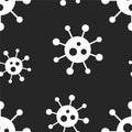 Vector seamless virus pattern. Cartoon black and white cell design. Artistic endless bacteria background. Coronavirus