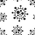 Vector seamless virus pattern. Cartoon black and white cell design. Artistic endless bacteria background. Coronavirus