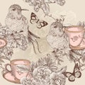 Vector Seamless Wallpaper Pattern In Floral Vintage Style