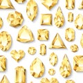 Vector seamless white glossy background with 3d golden gems