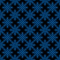 Seamless Winter Pattern Background with blue Snowflakes on Black Background. Can be used for textile, parer, scrapbooking,