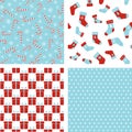 Vector seamless winter patterns. Christmas backgrounds Royalty Free Stock Photo