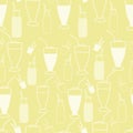 Vector seamless yellow pattern with party drinks.