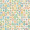 Vector Seamlesss Multicolor Geometric Line Random Shapes Grid Pattern