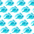 Vector seampless marine pattern with blue water waves on white background in blue colors. Royalty Free Stock Photo