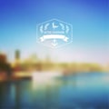 Vector seaside landscape with hipster badge. Outdoor. Barcelona Royalty Free Stock Photo
