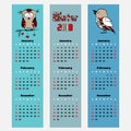 Vector season calendar winter color bookmark