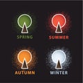 Vector seasonal motive. Stylized tree. Four year seasos. Clean,