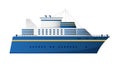 Vector seaway and ocean water transport passenger ship transatlantic cruise liner trendy flat design, side view