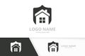 Vector security real estate logo combination. Unique safe home logotype design template. Royalty Free Stock Photo