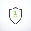 Vector security shield icon. Shield and key. Royalty Free Stock Photo