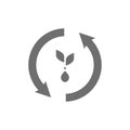 Vector seed growth, recycle plant grey icon.